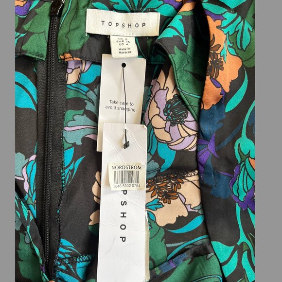 NWT Topshop Floral Wide Leg Silky Jumpsuit US Size 4 - Picture 8 of 8
